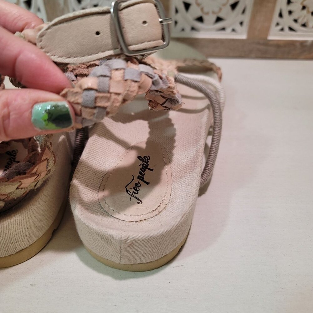 Free People Womens Sz 6.5 Denali Woven Footbed Sandals Neutral Earthy Shoes Boho - Picture 13 of 13